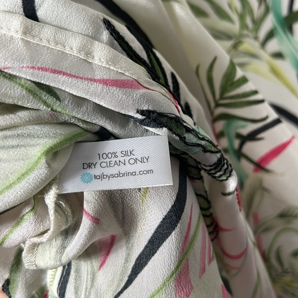 Taj by Sabrina Crippa Silk Embodied  Cream and Green Layered Skirt dress S - Picture 12 of 16